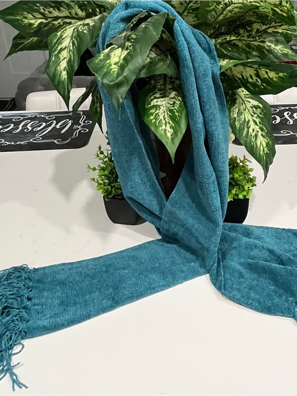 Merona Teal Cozy Plush Scarf with Fringe